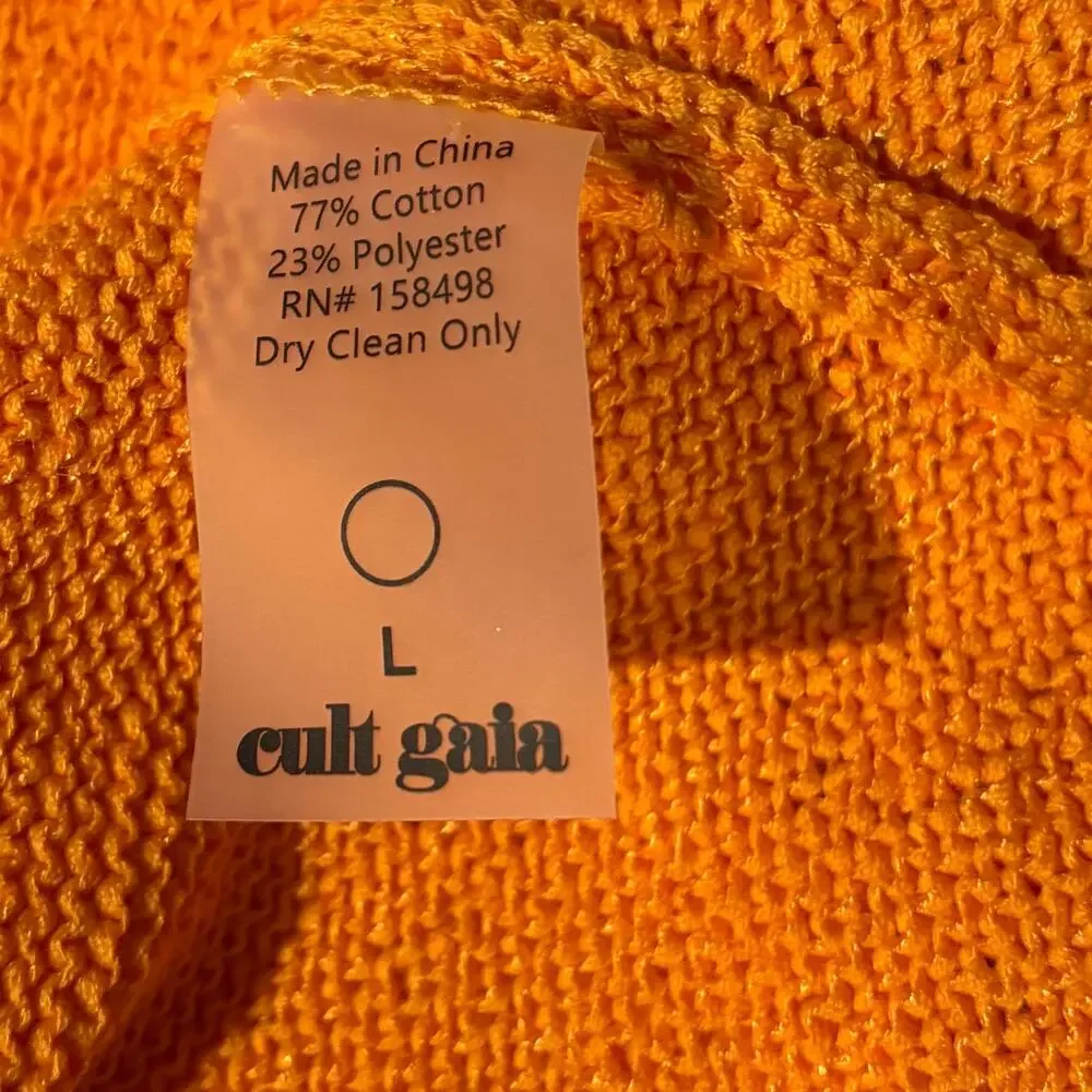 Cult Gaia Cameron Knit Cut Out Maxi Dress Large Orange NWT - Picture 8 of 9